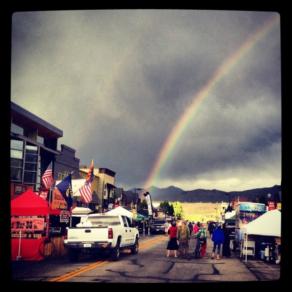 A rainbow over the Frisco BBQ Challenge in Frisco Colorado