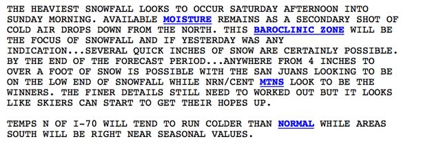 Copper Mountain weather forecast